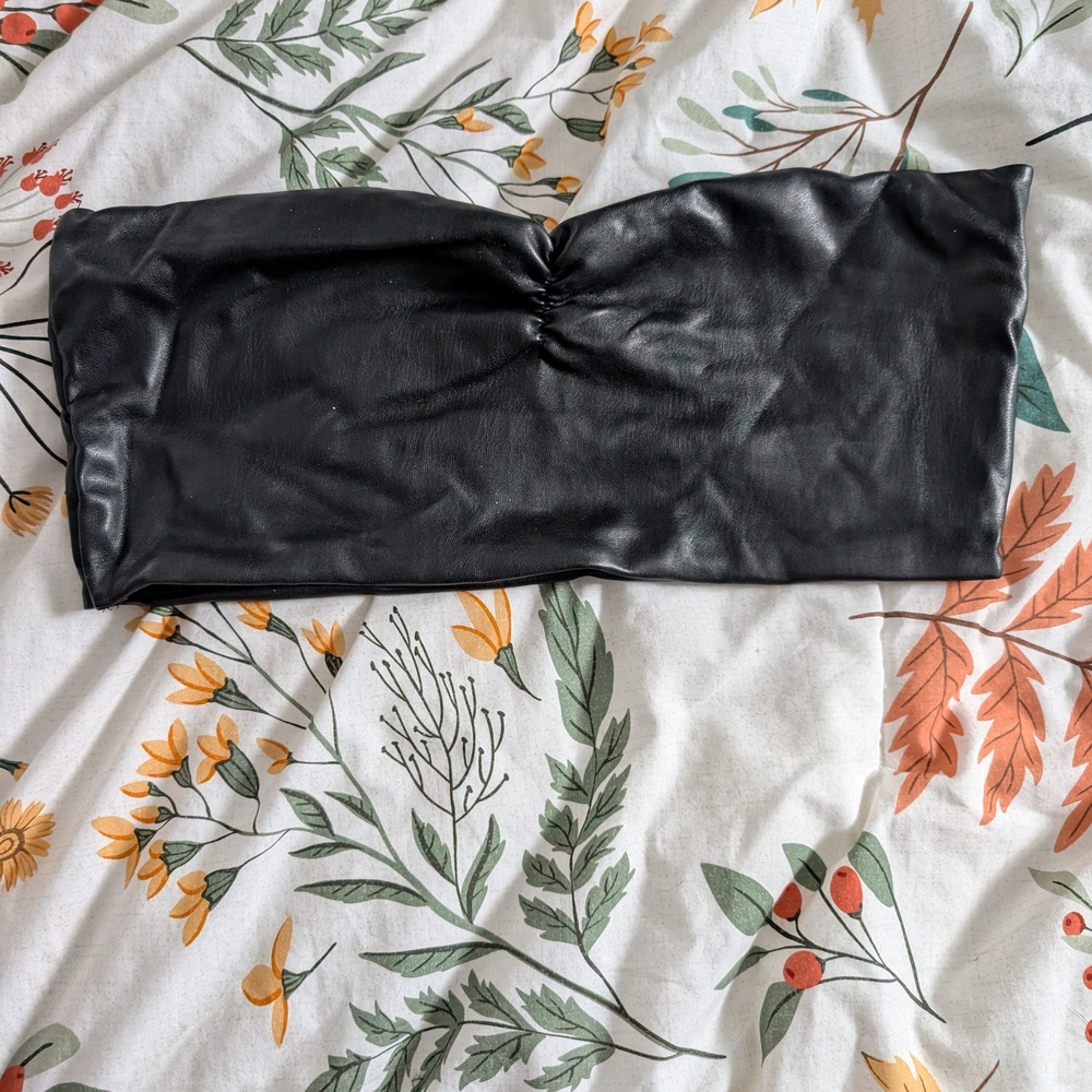 Stradivarius Black Faux Leather Top